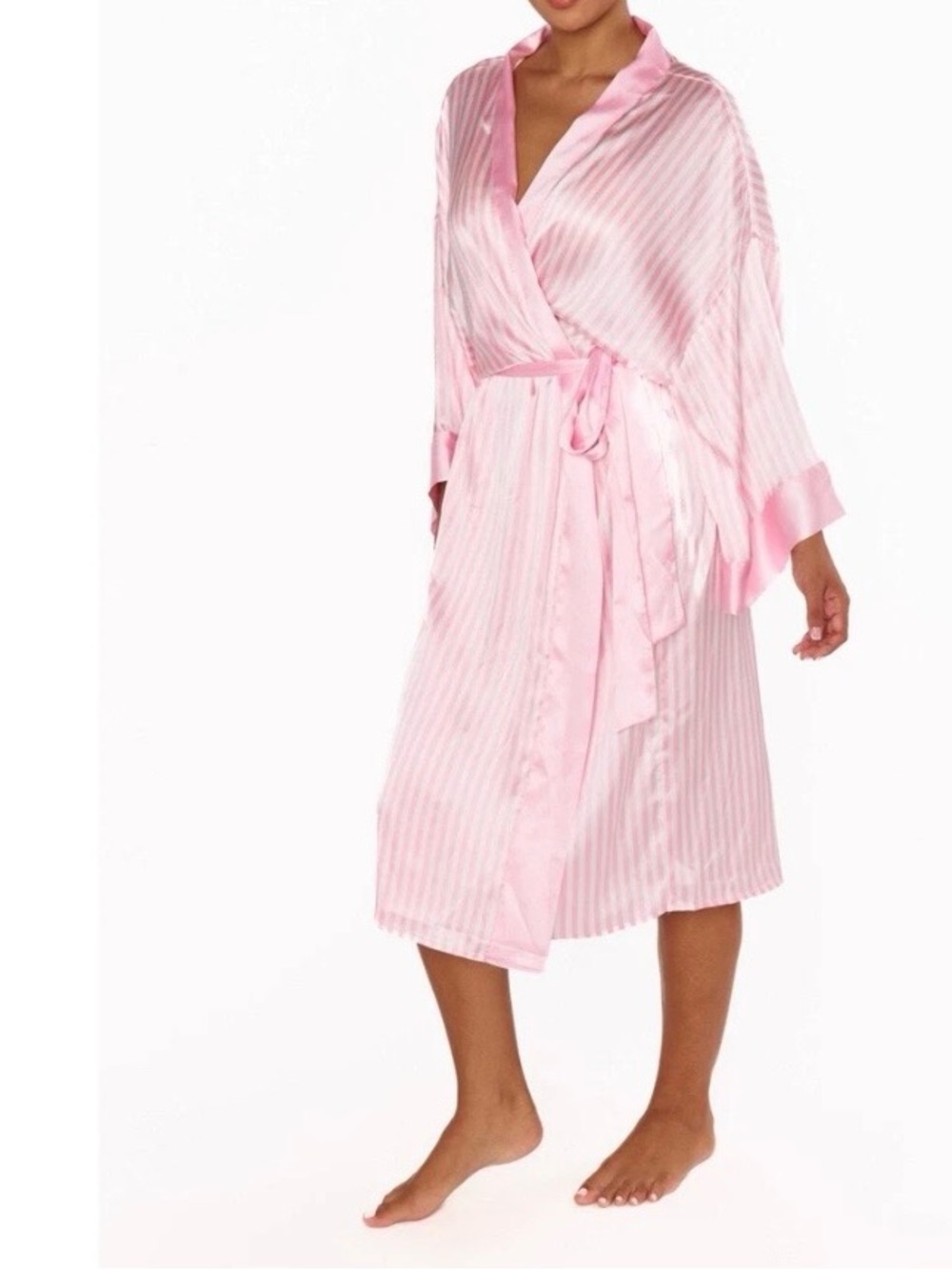 Mumu x Curateur The Harlow Pink and White Striped Robe One Size NWT